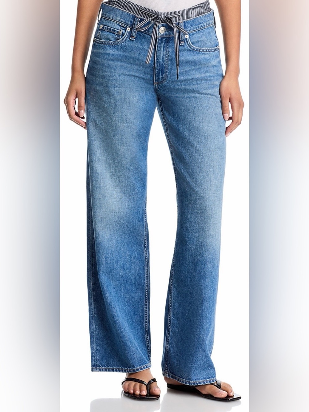 rag & bone Cam Boxer Low Rise Straight Jeans in
Miller Stripe